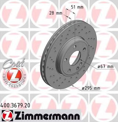 Disc frana MERCEDES CLA Shooting Brake (X117) (2015 - 2016) ZIMMERMANN 400.3679.20 piesa NOUA
