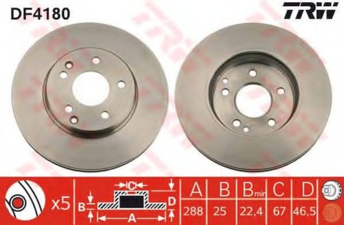 Disc frana MERCEDES CLK (C208) (1997 - 2002) TRW DF4180 piesa NOUA