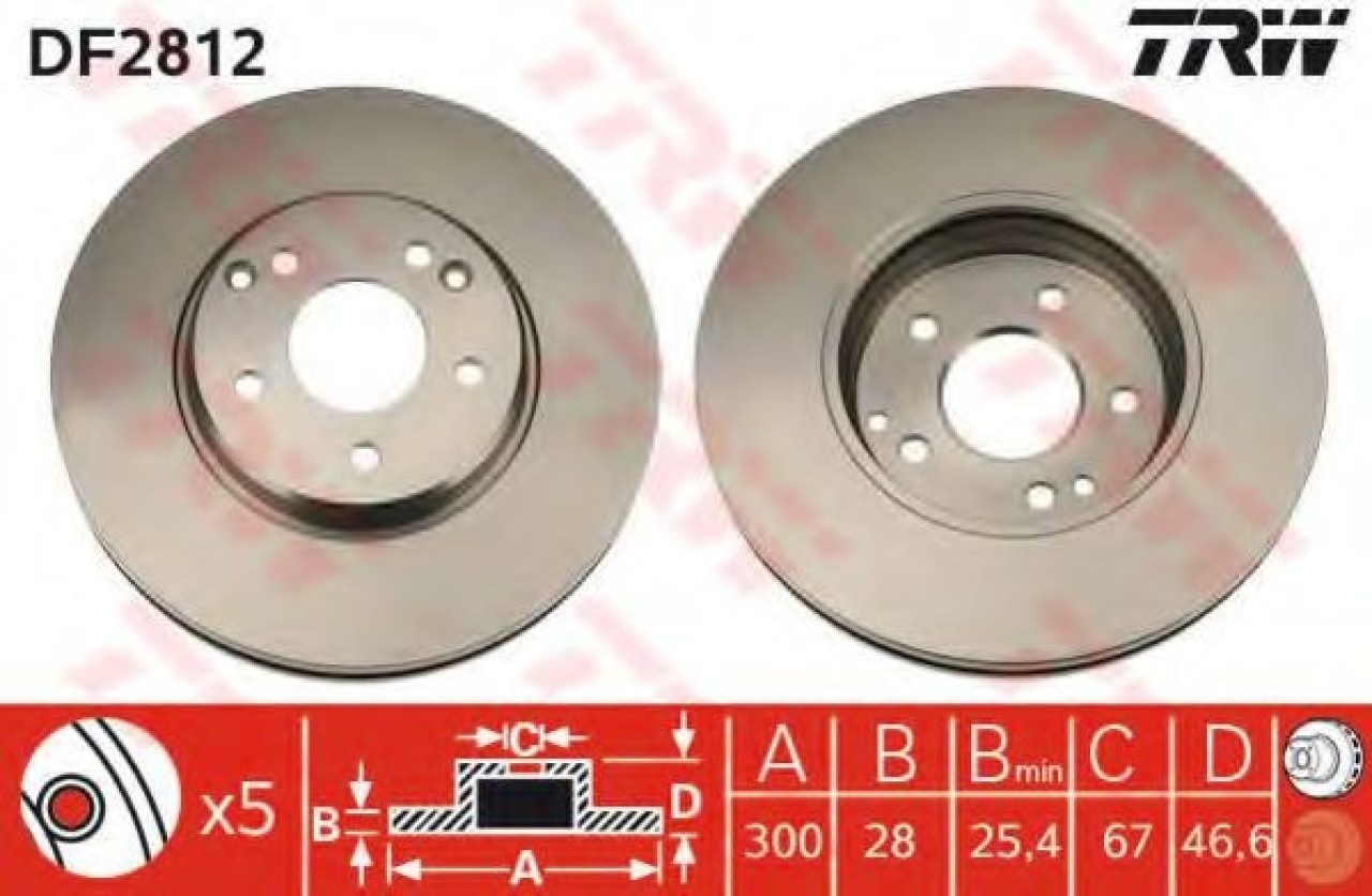 Disc frana MERCEDES CLK Cabriolet (A208) (1998 - 2002) TRW DF2812 piesa NOUA