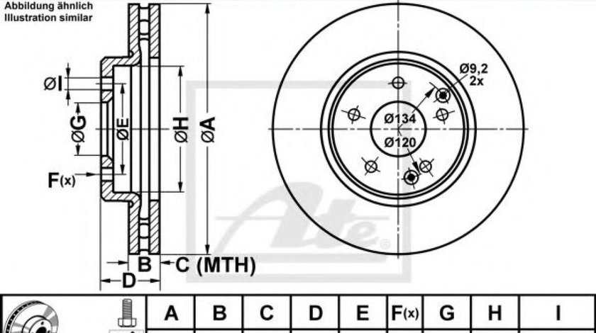 Disc frana MERCEDES CLK Cabriolet (A209) (2003 - 2010) ATE 24.0128-0106.1 piesa NOUA