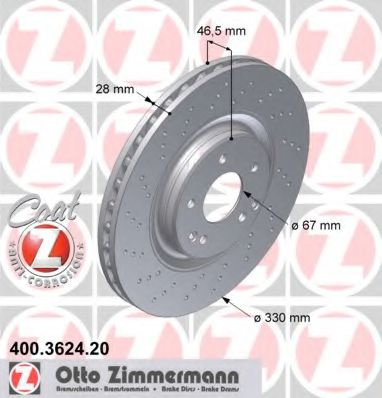 Disc frana MERCEDES CLK Cabriolet (A209) (2003 - 2010) ZIMMERMANN 400.3624.20 piesa NOUA
