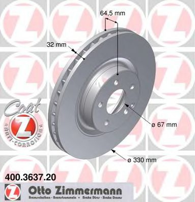 Disc frana MERCEDES CLS (C219) (2004 - 2011) ZIMMERMANN 400.3637.20 piesa NOUA