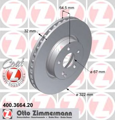 Disc frana MERCEDES E-CLASS Cabriolet (A207) (2010 - 2016) ZIMMERMANN 400.3664.20 piesa NOUA