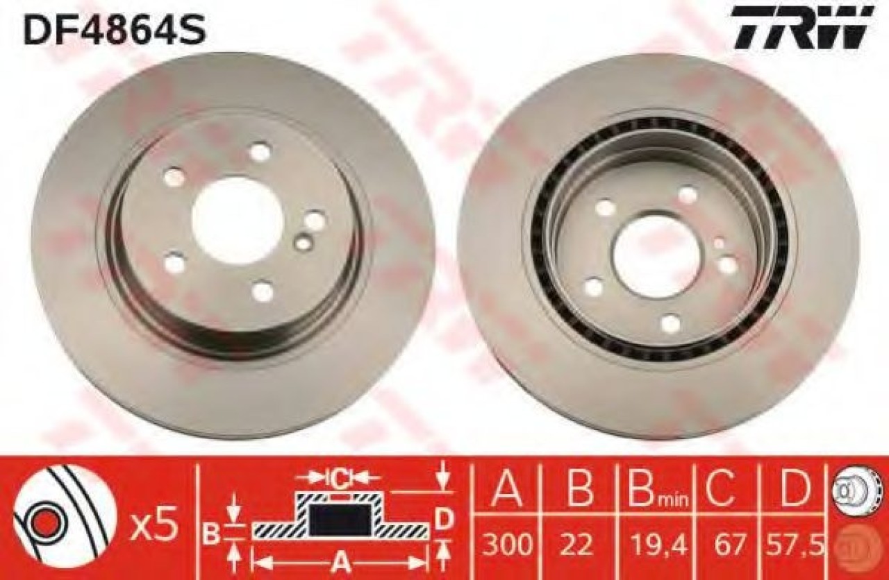 Disc frana MERCEDES E-CLASS Cabriolet (A207) (2010 - 2016) TRW DF4864S piesa NOUA