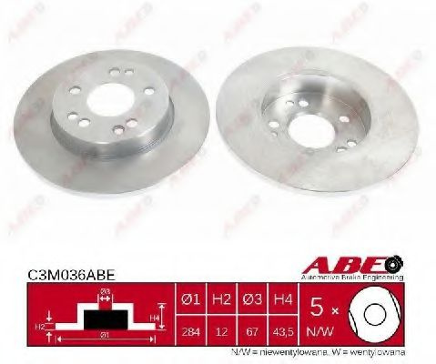 Disc frana MERCEDES E-CLASS Combi (S124) (1993 - 1996) ABE C3M036ABE piesa NOUA