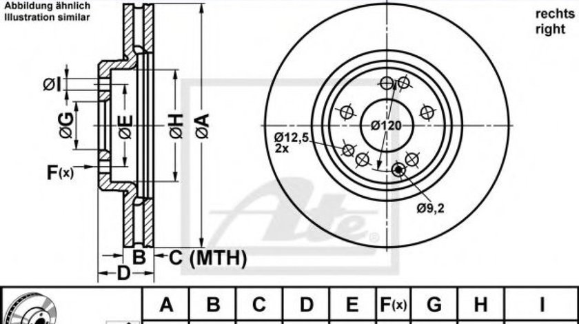 Disc frana MERCEDES E-CLASS Cupe (C124) (1993 - 1997) ATE 24.0130-0122.1 piesa NOUA