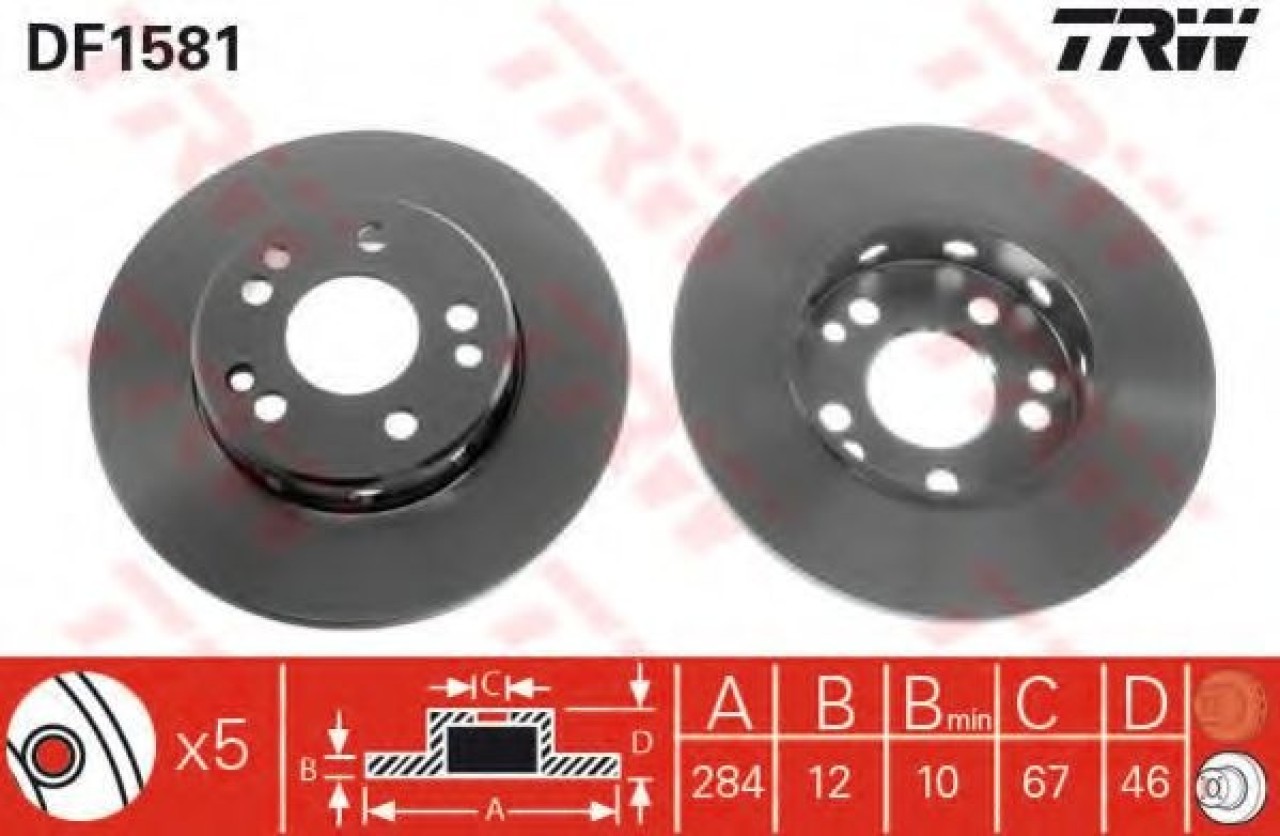 Disc frana MERCEDES E-CLASS Cupe (C124) (1993 - 1997) TRW DF1581 piesa NOUA