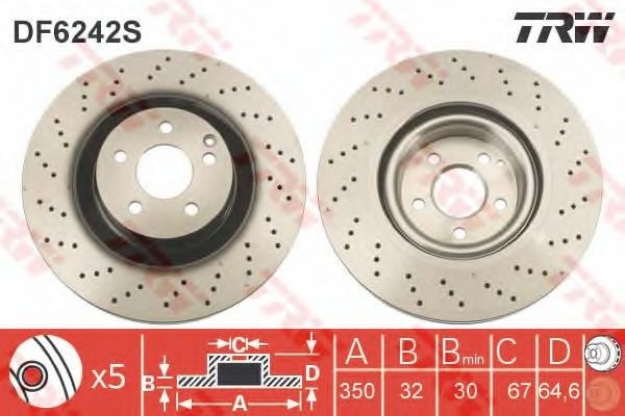 Disc frana MERCEDES E-CLASS T-Model (S211) (2003 - 2009) TRW DF6242S piesa NOUA
