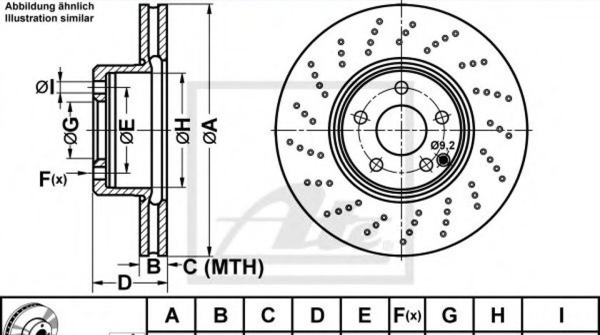 Disc frana MERCEDES E-CLASS T-Model (S211) (2003 - 2009) ATE 24.0132-0136.1 piesa NOUA