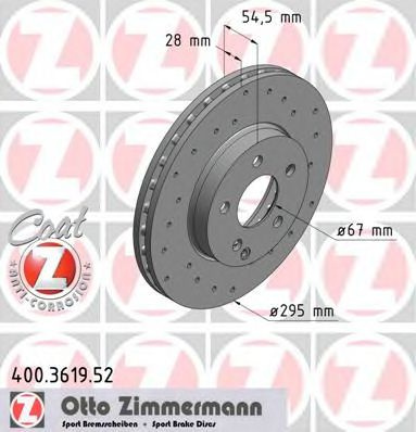 Disc frana MERCEDES E-CLASS T-Model (S211) (2003 - 2009) ZIMMERMANN 400.3619.52 piesa NOUA