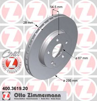 Disc frana MERCEDES E-CLASS T-Model (S211) (2003 - 2009) ZIMMERMANN 400.3619.20 piesa NOUA