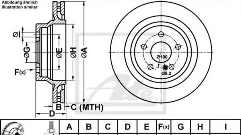 Disc frana MERCEDES E-CLASS T-Model (S211) (2003 - 2009) ATE 24.0124-0236.1 piesa NOUA
