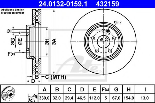 Disc frana MERCEDES E-CLASS (W210) (1995 - 2003) ATE 24.0132-0159.1 piesa NOUA