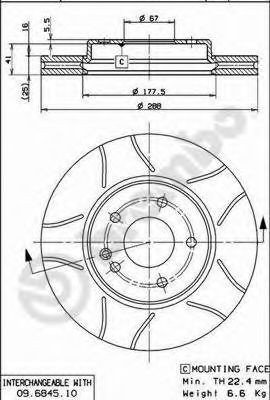 Disc frana MERCEDES E-CLASS (W210) (1995 - 2003) BREMBO 09.6845.75 piesa NOUA