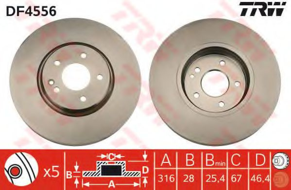 Disc frana MERCEDES E-CLASS (W210) (1995 - 2003) TRW DF4556 piesa NOUA