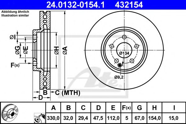 Disc frana MERCEDES E-CLASS (W211) (2002 - 2009) ATE 24.0132-0154.1 piesa NOUA