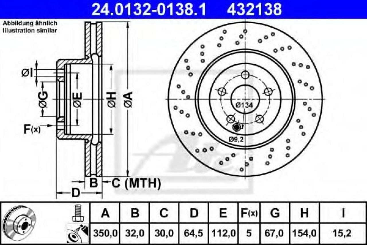 Disc frana MERCEDES E-CLASS (W211) (2002 - 2009) ATE 24.0132-0138.1 piesa NOUA