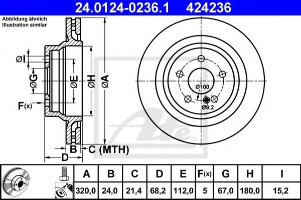 Disc frana MERCEDES E-CLASS (W211) (2002 - 2009) ATE 24.0124-0236.1 piesa NOUA