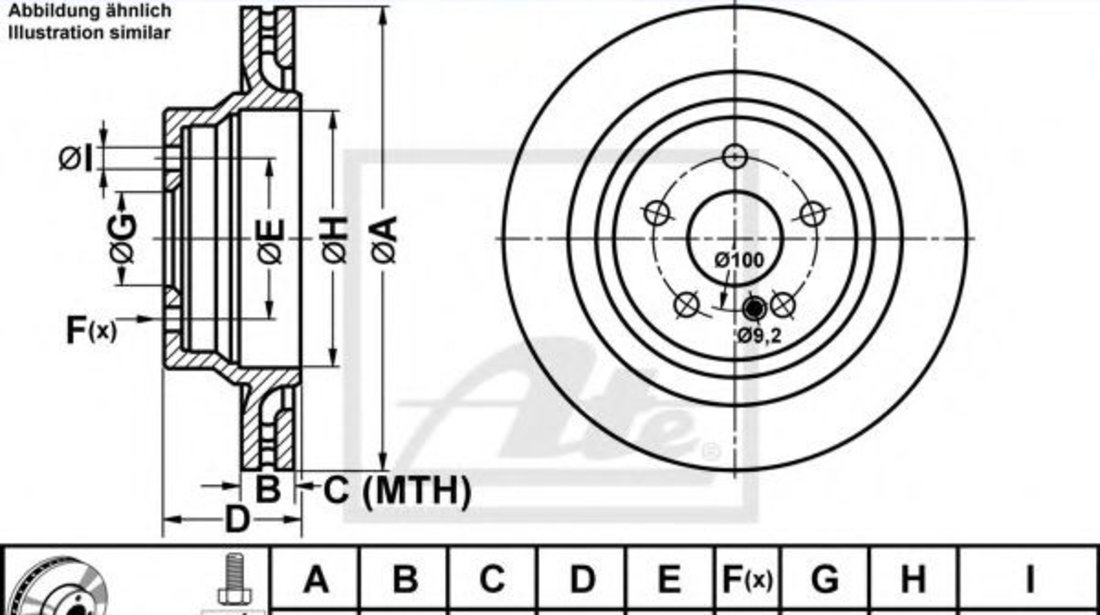 Disc frana MERCEDES E-CLASS (W211) (2002 - 2009) ATE 24.0124-0236.1 piesa NOUA