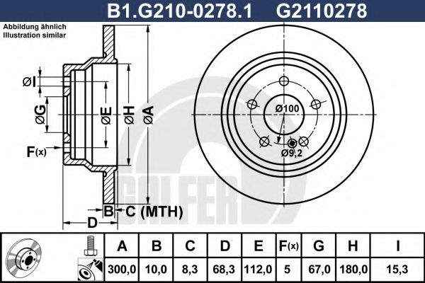 Disc frana MERCEDES E-CLASS (W211) (2002 - 2009) GALFER B1.G210-0278.1 piesa NOUA