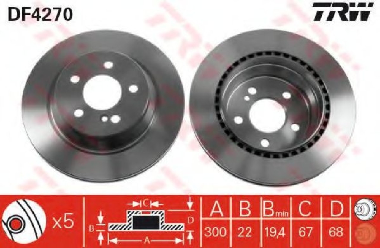 Disc frana MERCEDES E-CLASS (W211) (2002 - 2009) TRW DF4270 piesa NOUA