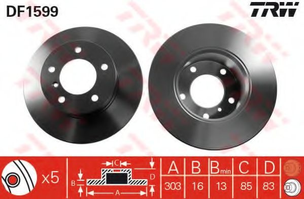 Disc frana MERCEDES G-CLASS (W460) (1979 - 1993) TRW DF1599 piesa NOUA