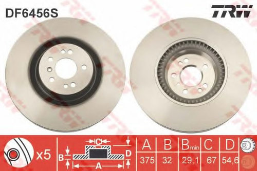 Disc frana MERCEDES GL-CLASS (X164) (2006 - 2012) TRW DF6456S piesa NOUA