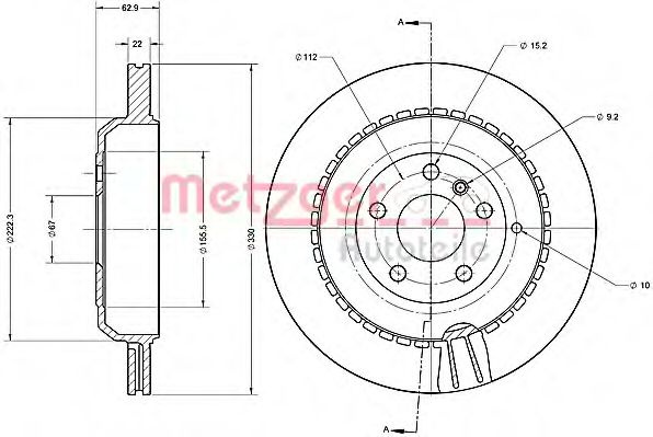 Disc frana MERCEDES GL-CLASS (X164) (2006 - 2012) METZGER 6110696 piesa NOUA