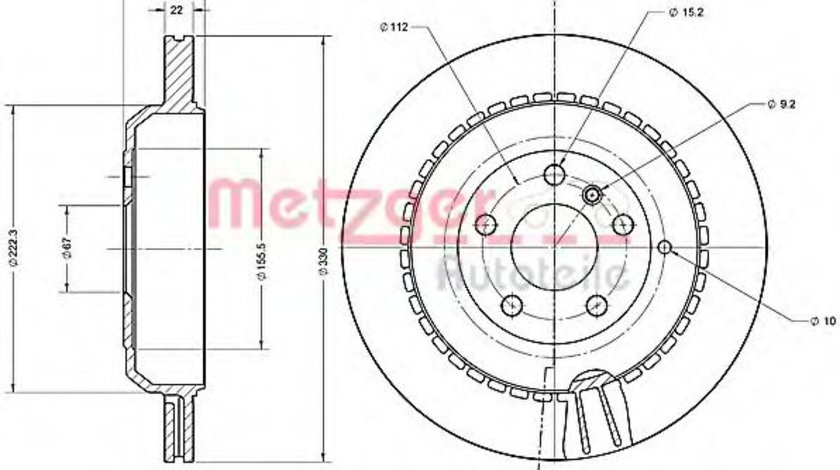 Disc frana MERCEDES GL-CLASS (X164) (2006 - 2012) METZGER 6110696 piesa NOUA