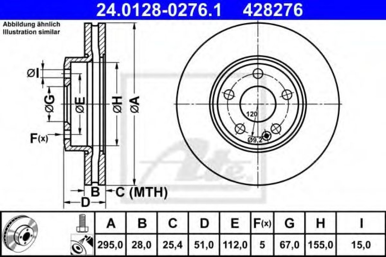Disc frana MERCEDES GLA-CLASS (X156) (2013 - 2016) ATE 24.0128-0276.1 piesa NOUA