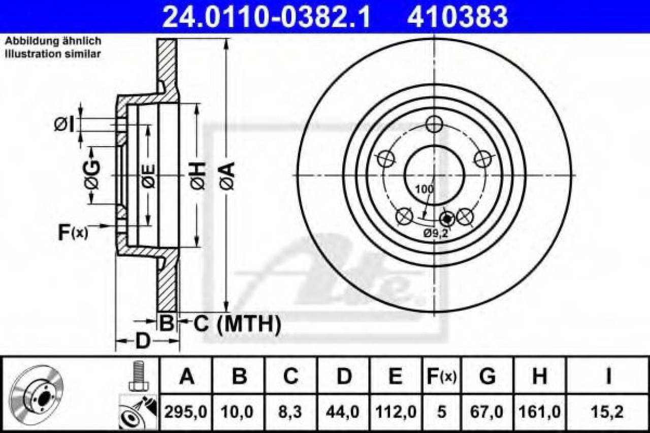 Disc frana MERCEDES GLA-CLASS (X156) (2013 - 2016) ATE 24.0110-0382.1 piesa NOUA