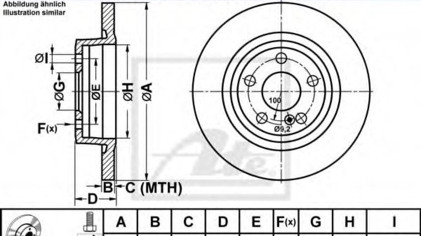 Disc frana MERCEDES GLA-CLASS (X156) (2013 - 2016) ATE 24.0110-0382.1 piesa NOUA