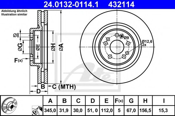 Disc frana MERCEDES M-CLASS (W163) (1998 - 2005) ATE 24.0132-0114.1 piesa NOUA