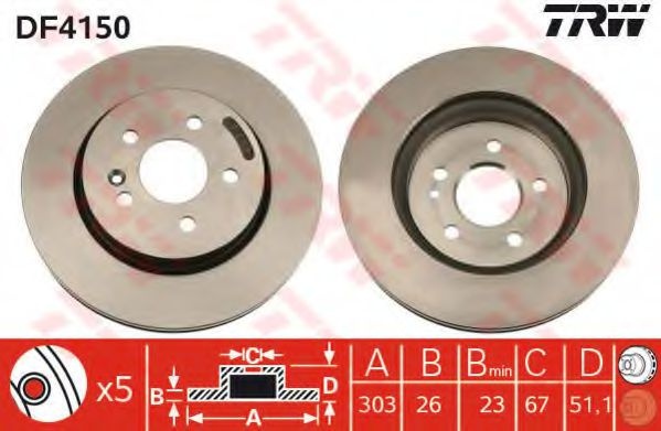 Disc frana MERCEDES M-CLASS (W163) (1998 - 2005) TRW DF4150 piesa NOUA