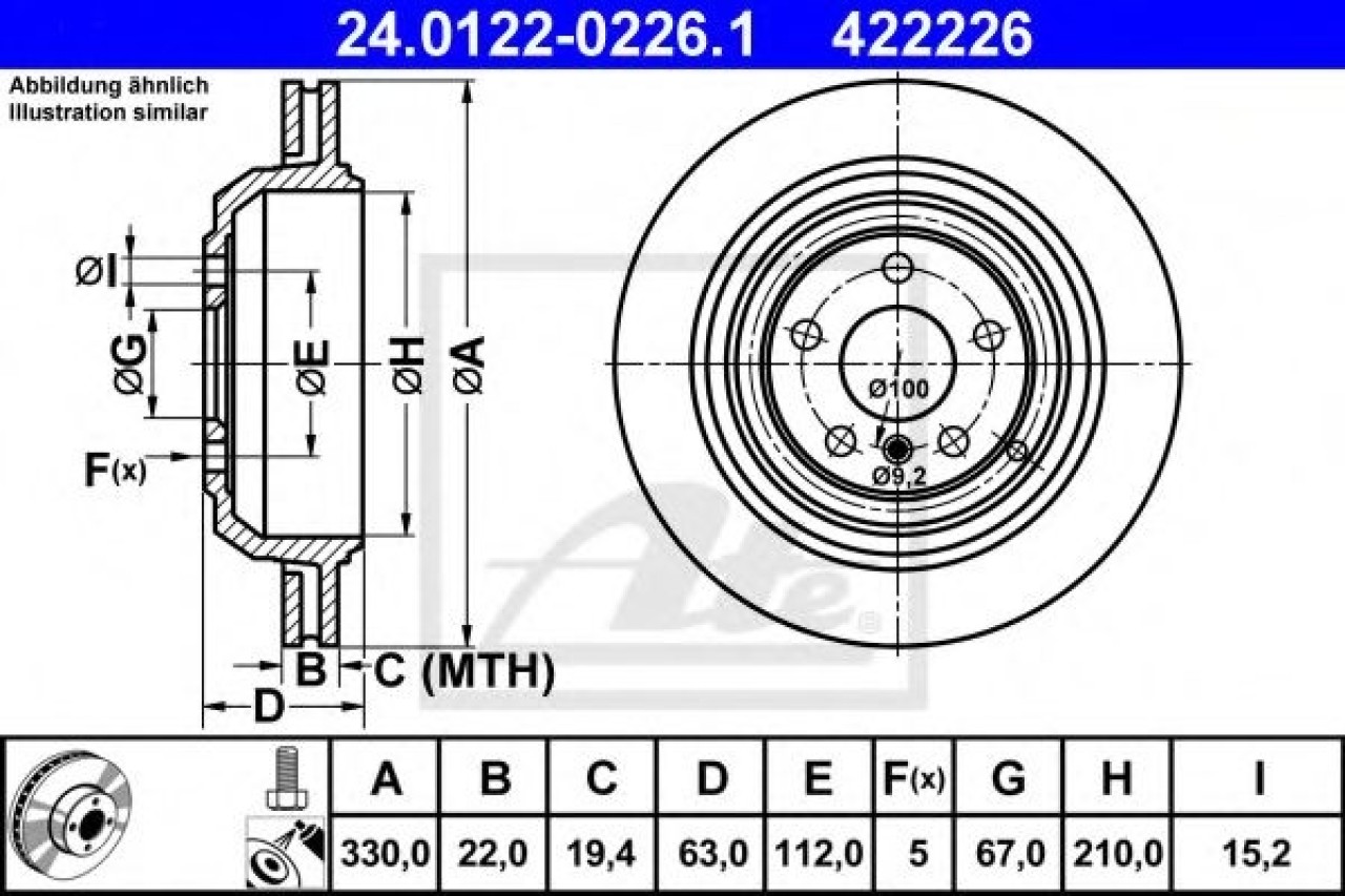 Disc frana MERCEDES M-CLASS (W164) (2005 - 2011) ATE 24.0122-0226.1 piesa NOUA