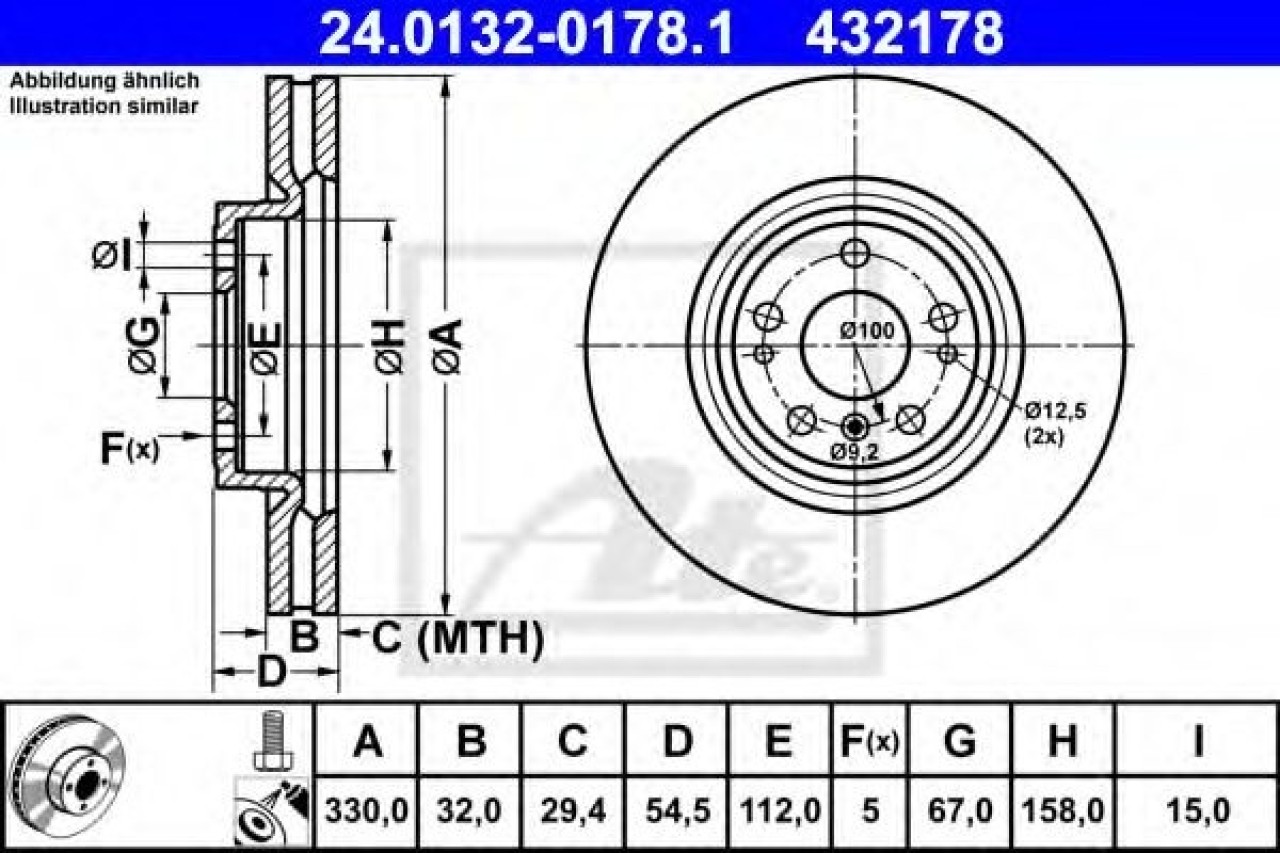 Disc frana MERCEDES M-CLASS (W166) (2011 - 2016) ATE 24.0132-0178.1 piesa NOUA