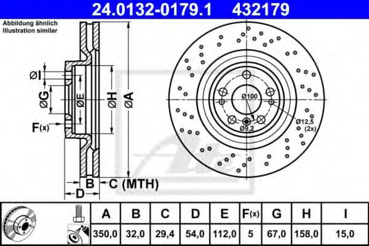 Disc frana MERCEDES M-CLASS (W166) (2011 - 2016) ATE 24.0132-0179.1 piesa NOUA