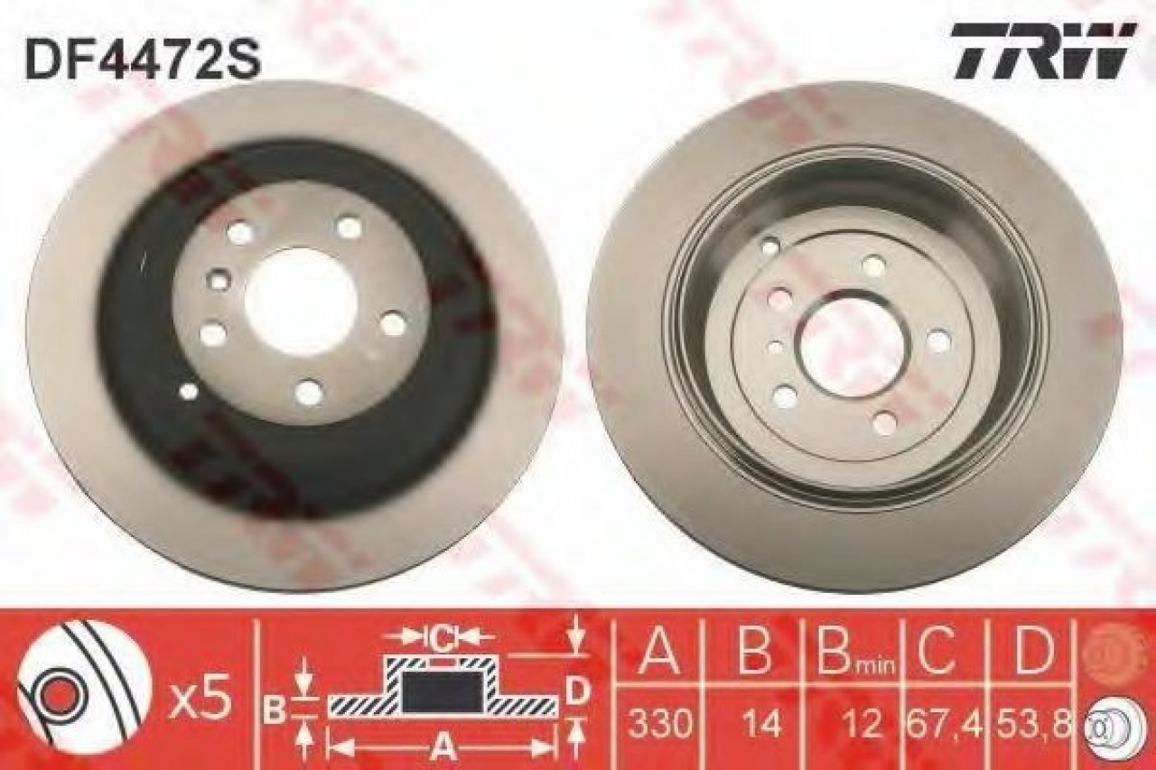 Disc frana MERCEDES R-CLASS (W251, V251) (2006 - 2016) TRW DF4472S piesa NOUA