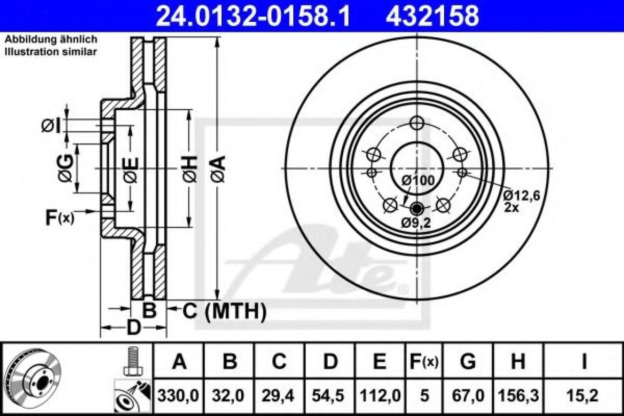 Disc frana MERCEDES R-CLASS (W251, V251) (2006 - 2016) ATE 24.0132-0158.1 piesa NOUA
