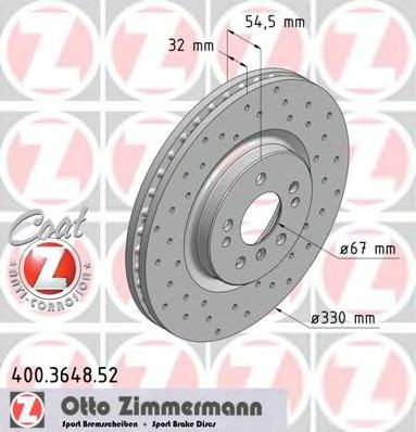 Disc frana MERCEDES R-CLASS (W251, V251) (2006 - 2016) ZIMMERMANN 400.3648.52 piesa NOUA
