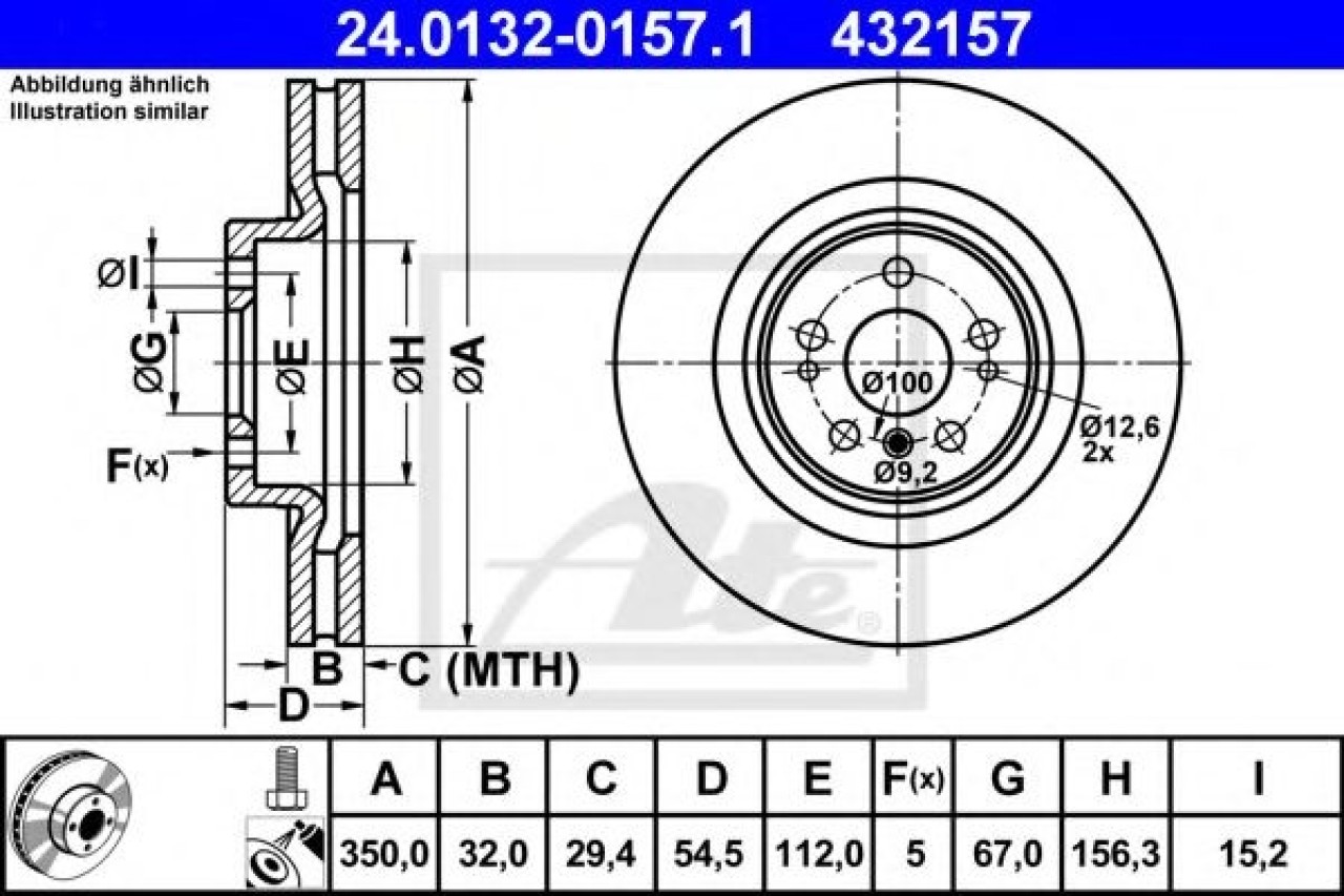 Disc frana MERCEDES R-CLASS (W251, V251) (2006 - 2016) ATE 24.0132-0157.1 piesa NOUA