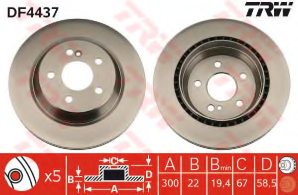 Disc frana MERCEDES S-CLASS Cupe (C215) (1999 - 2006) TRW DF4437 piesa NOUA