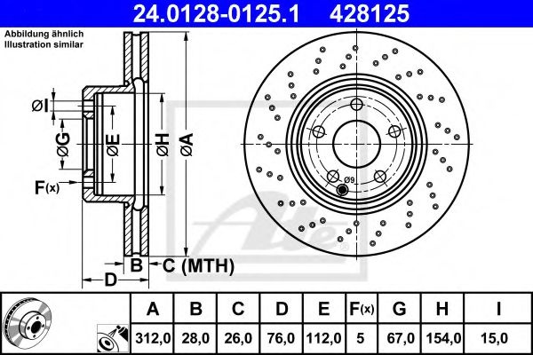 Disc frana MERCEDES S-CLASS (W220) (1998 - 2005) ATE 24.0128-0125.1 piesa NOUA
