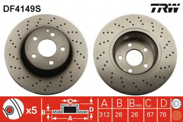 Disc frana MERCEDES S-CLASS (W220) (1998 - 2005) TRW DF4149S piesa NOUA