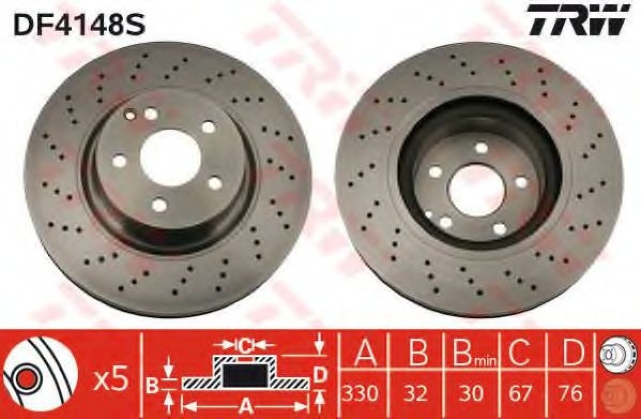 Disc frana MERCEDES S-CLASS (W220) (1998 - 2005) TRW DF4148S piesa NOUA