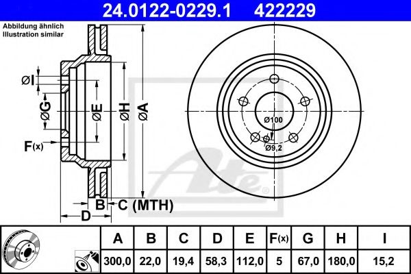 Disc frana MERCEDES S-CLASS (W221) (2005 - 2013) ATE 24.0122-0229.1 piesa NOUA
