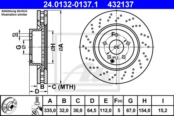 Disc frana MERCEDES S-CLASS (W221) (2005 - 2013) ATE 24.0132-0137.1 piesa NOUA