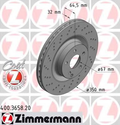 Disc frana MERCEDES S-CLASS (W221) (2005 - 2013) ZIMMERMANN 400.3658.20 piesa NOUA