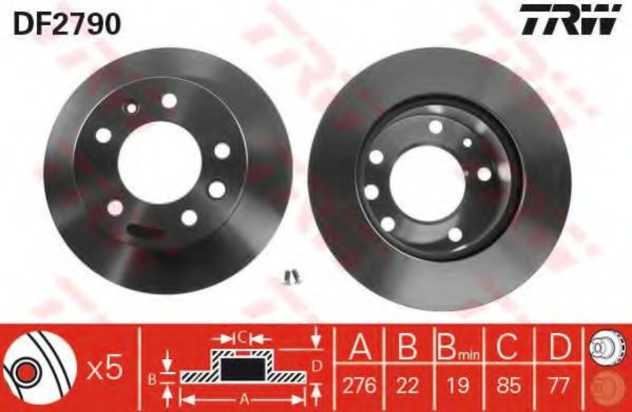 Disc frana MERCEDES SPRINTER 3-t bus (906) (2006 - 2016) TRW DF2790 piesa NOUA
