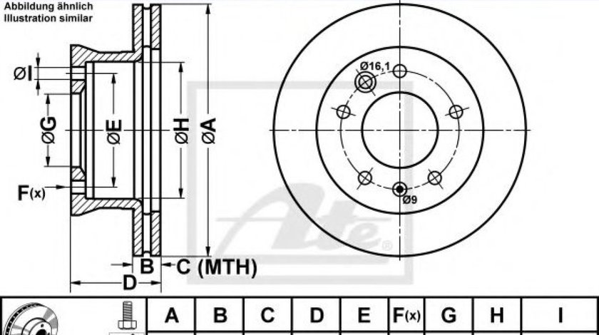 Disc frana MERCEDES SPRINTER 5-t platou / sasiu (905) (2001 - 2006) ATE 24.0122-0161.1 piesa NOUA